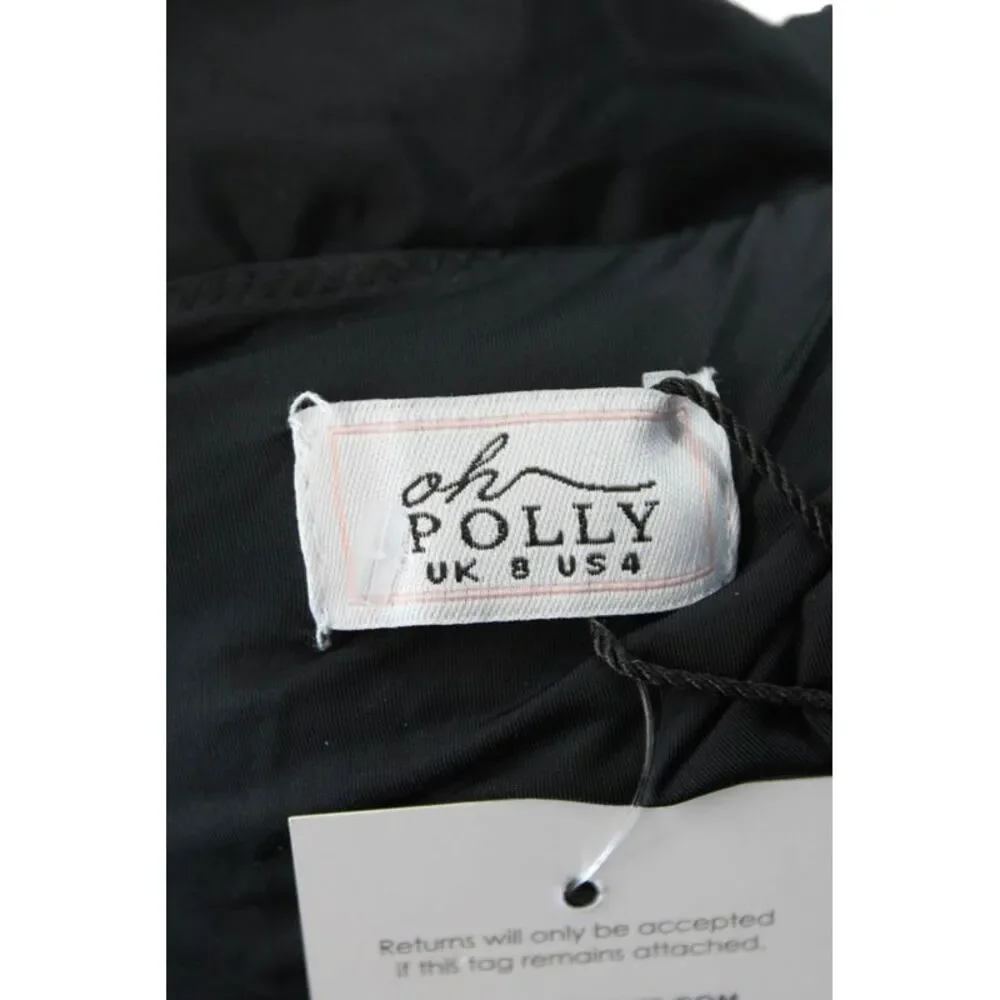 Oh Polly Womens Backless Long Sleeve Knot Detail Mini Dress Black Size 4